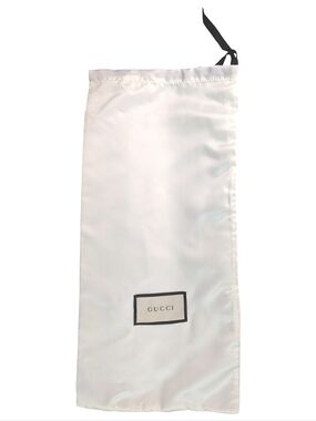Gucci White Satin Drawstring Dustbag Pouch with Black Tie Authentic